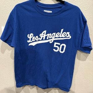 Majestic Blue and White Short Sleeve Tee